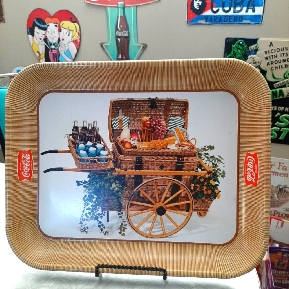 Vintage Coca-Cola metal serving tray display art